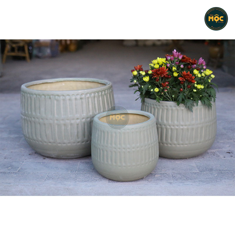 Mờ | 3744 Chậu ID Bầu Đáy Khía 21x21x19 M19