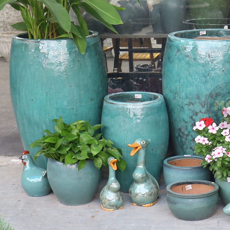 3978 Gốm Thú Vịt Trang Trí 14x11x27 Hoa Văn