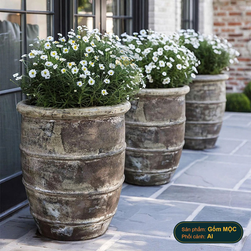 4055 Men Mỹ Thuật Chậu Viền G Sọc Ngang 29x29x36
