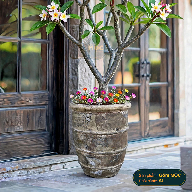 4055 Men Mỹ Thuật Chậu Viền G Sọc Ngang 50x50x60