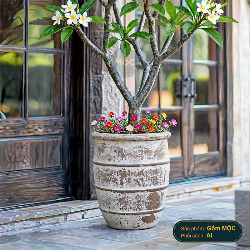 4055 Men Mỹ Thuật Chậu Viền G Sọc Ngang 50x50x60