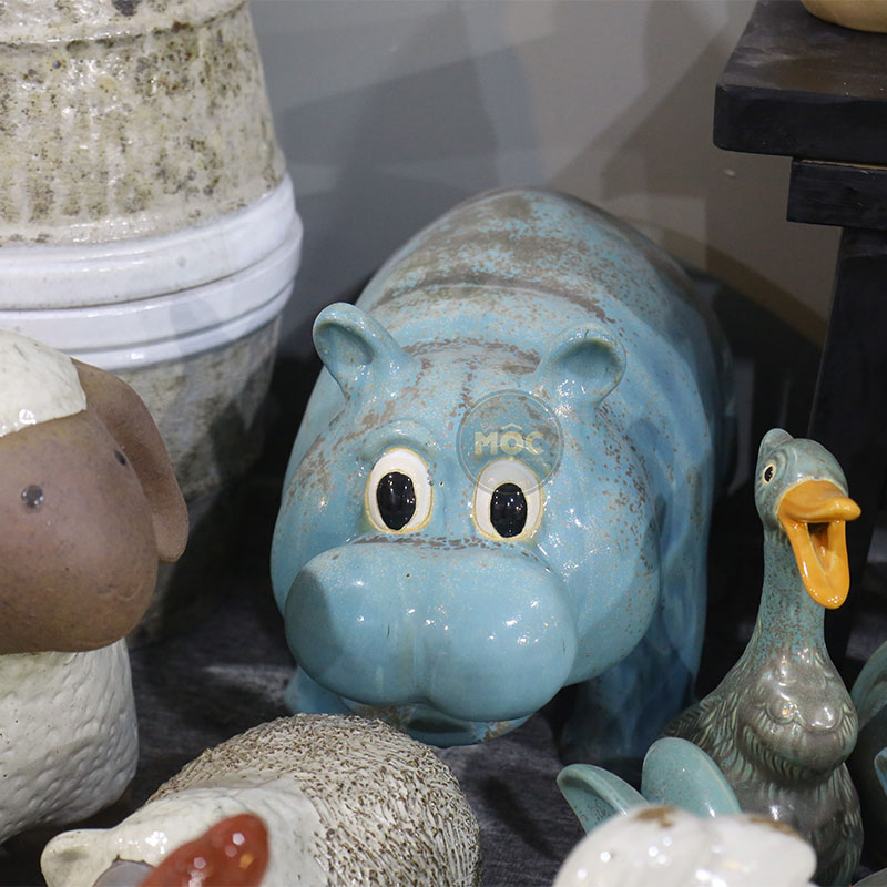 4027 Gốm Thú Hà Mã 47x25x28 Xanh Ngọc Trổ