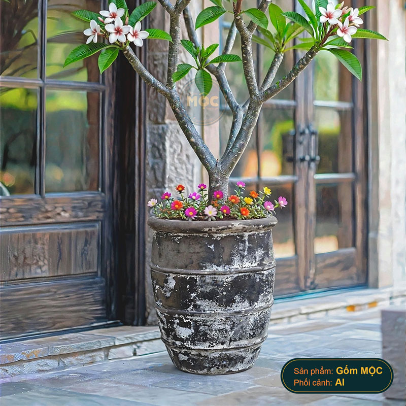 4055 Men Mỹ Thuật Chậu Viền G Sọc Ngang 38x38x48